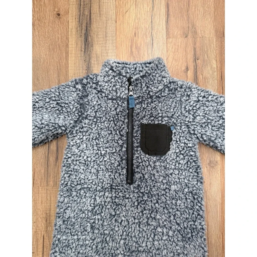 Carter's Baby Sherpa Fleece One Piece 6M Gray Cozy Zip‎ Suit Winter